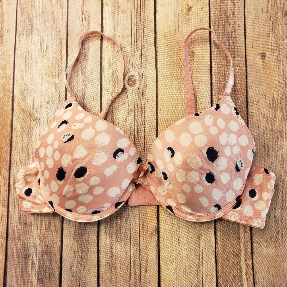 Inteco Intimates pink polka dots bra size 36C
